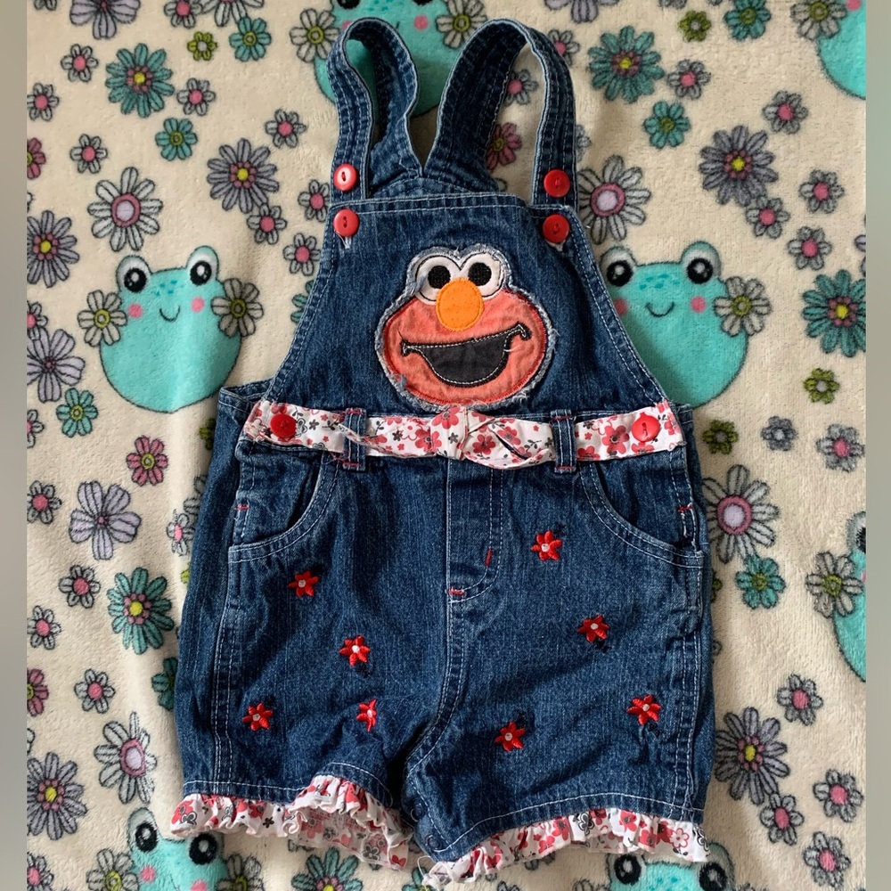 Vintage Denim Elmo Kids Overalls